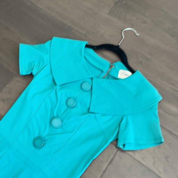 Bettie page teal green vintage style xs dress - Picture 2 of 4